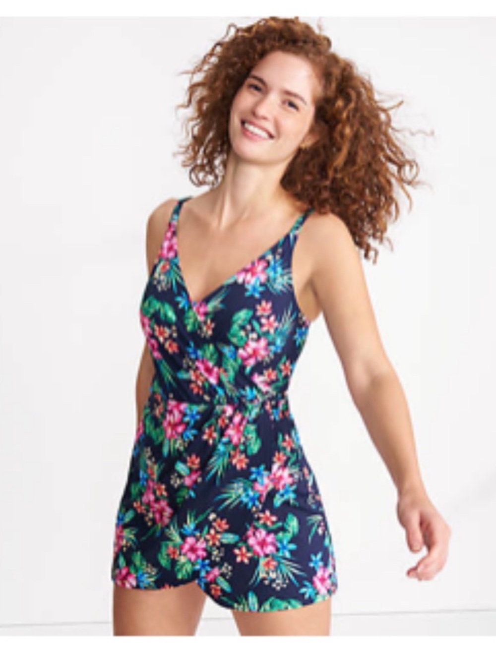 EUC Lands' End Skirted One Piece Swimsuit Tulip Wrap (Women Medium 10-12)